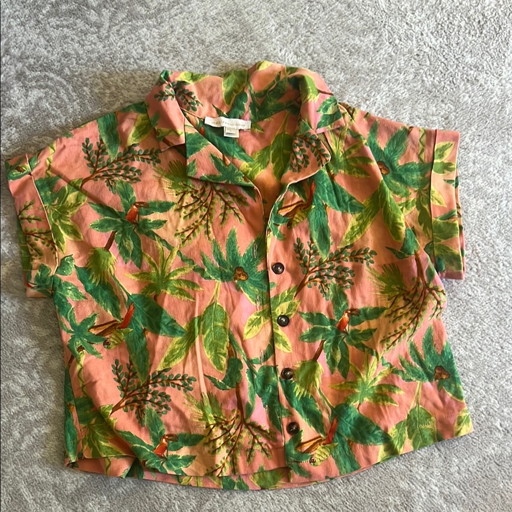 Tropical Print women’s Shirt - Green and Pink